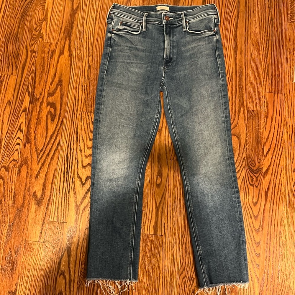 MOTHER Mid Rise Dazzler Crop Fray Jeans Size 27 We're All In This Together